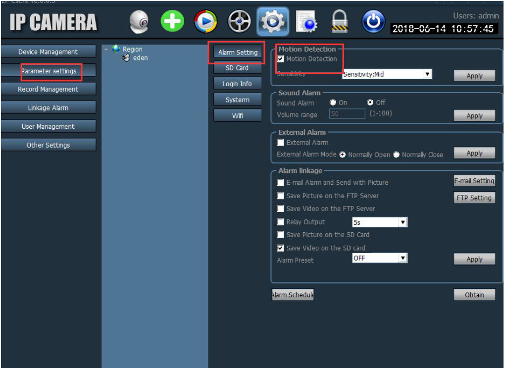 Plan Recording to PC and Motion Detection Recording to PC via HIP2P client