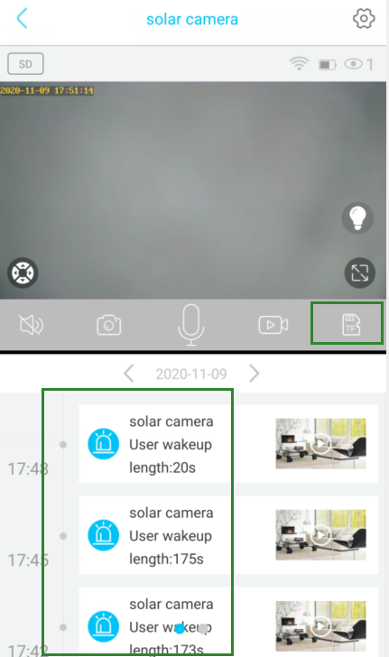 View recordings in SD card from your solar camera